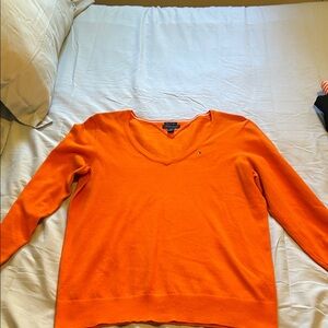 Tommy Hilfiger Women's V-Neck Sweater in Vibrant Orange